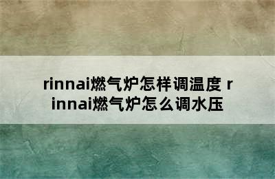 rinnai燃气炉怎样调温度 rinnai燃气炉怎么调水压